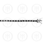 Silver Rhodium Plated Bezel Princess Cut Black and Clear CZ Tennis Bracelet 3mm (BR-CZ-110-3)