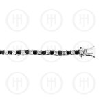 Silver Rhodium Plated Bezel Princess Cut Black and Clear CZ Tennis Bracelet 4mm  (BR-CZ-110-4)