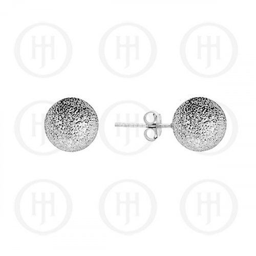 Sterling Silver Ball 8mm Stud Earrings Sandblasted Silver Colour (ST-1001)