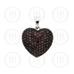 Silver CZ Puffed Heart Micro Pave Pendant Chocolate Large (P-1019-CH)