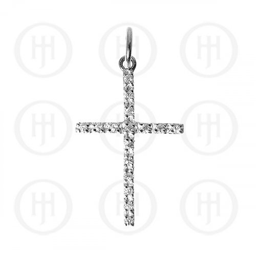 Silver Cubic Zirconia Religious Cross Pendant