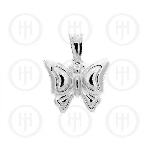 Silver Puffed Butterfly Pendant Large (P-1010)