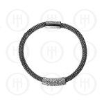 Silver Magnetic Tri-Colour CZ Bracelet (MB-1007-B) Black Rhodium