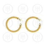 Silver Fancy Italian Rhodium Plated Tri-Colour Hoop Earrings, Yellow Gold (HP-MB-1033-G)