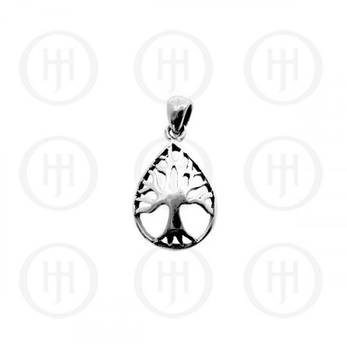 Plain Sterling Silver Tree of Life Teardrop Pendant (P-1096)