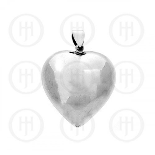 Silver Puffed Heart Pendant 50mm (P-1002-50)