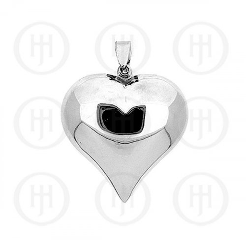 Silver Puffed Heart Pendant 40mm (P-1002-40)