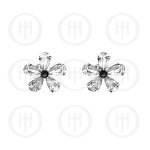 Silver Marcasite Stud Earrings White (ST-M-1046-W)