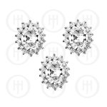 Silver CZ Royal Wedding Inspired Earrings Pendant Set (White) (PS-1024-W)