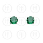 Silver Round CZ Stud Birthstone Earrings (ST-1024-MAY)
