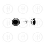 Silver Round Black CZ Stud Earrings 5mm (ST-1017-5)