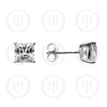 Silver Square Princess Cut CZ Stud Earrings 9 x9 (ST-1016-9)