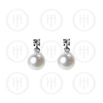 Silver Plain Stud Earrings Pearl (ST-1042)