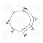 Silver Plain Italian Bee and Butterfly Anklet (ANK-1026)