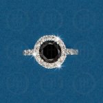 Silver Rhodium Plated Black CZ Ring R-1117