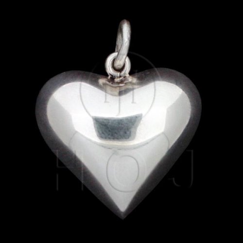 Silver Puffed Heart Pendant 25mm (P-1002-25)