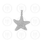 Sterling Silver  Micro Pave CZ Puffed Starfish Pendant (P-1172)