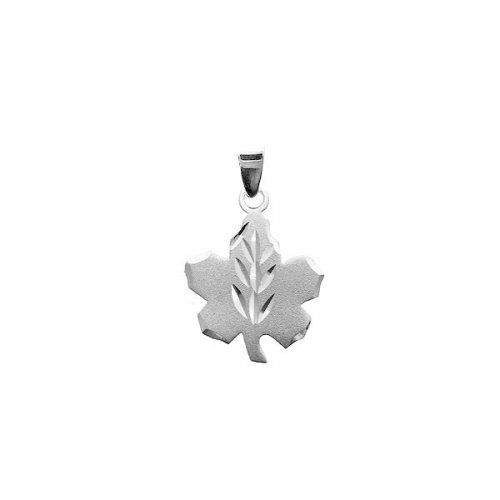 Silver Canadian Maple Leaf Diamond Cut Pendant (P-1179)