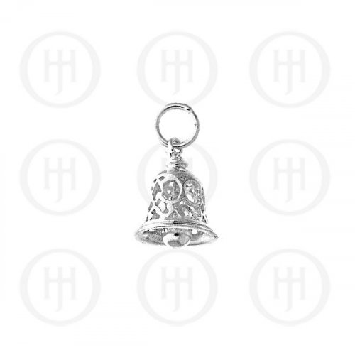 Plain Silver Handcarved Mini Bell Pendant (P-1186)