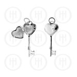 Silver Plain Key Heart Locket 30mm x 13mm (LOC-PH-1056)