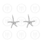 Silver Assorted CZ Starfish Stud Earrings (ST-1032B)