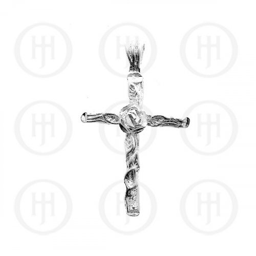 Silver Diamond Cut Religious Charm Cross (C4666)