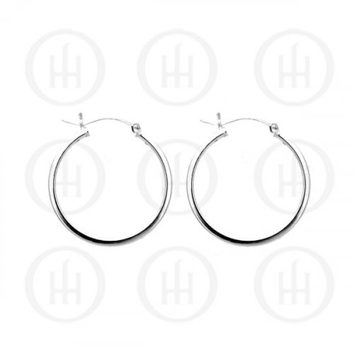 Plain Silver Tube Hoop Earrings 30mm (HP-250-30)