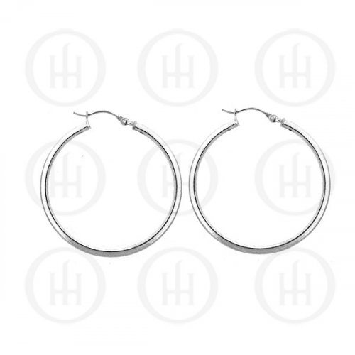 Plain Silver Tube Hoop Earrings 35mm (HP-250-35)
