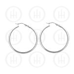 Plain Silver Tube Hoop Earrings 35mm (HP-250-35)