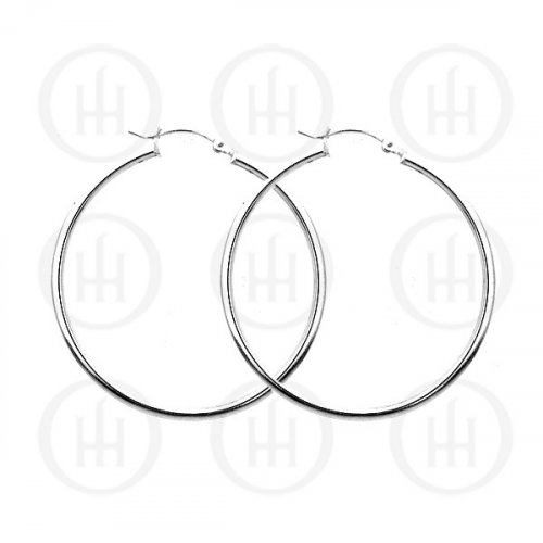 Plain Silver Tube Hoop Earrings 50mm (HP-250-50)