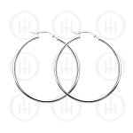 Plain Silver Tube Hoop Earrings 50mm (HP-250-50)