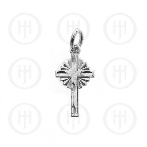 Silver Diamond Cut Religious Charm Cross (A5084)