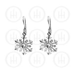 Silver Plain Dangle D/C Snow Flake Earrings (ED11078)