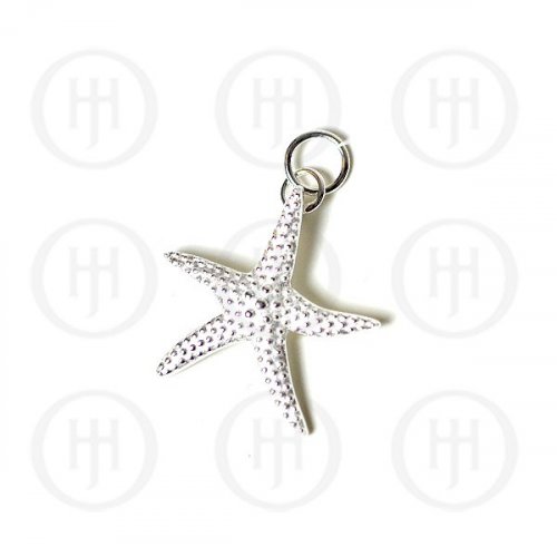 Plain Sterling Silver Textured Starfish Pendant (P-1197)