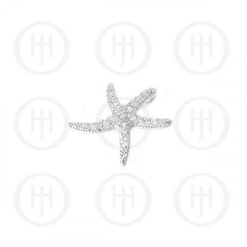 Sterling Silver CZ Starfish Pendant (P-1093)