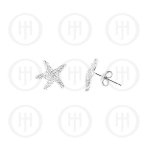 Silver Assorted CZ Starfish Stud Earrings (ST-1032)