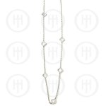 Silver Rhodium Plated CZ Vân Cleef Necklace, White (N-1031-W)