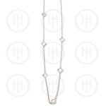 Silver Rhodium Plated CZ Vancleef Necklace, White (N-1031-W)