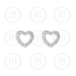 Sterling Silver Rhodium Plated Assorted CZ Cutout Heart Stud Earrings (ST-1069)