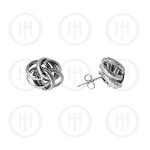 Silver Rhodium Plated Satin Finish Stud Earrings (ST-1076)