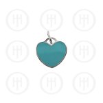 Silver Assorted Tiffany Inspired Turquoise Heart Dog-Tag Pendant 15mm (DT-H-100-T)