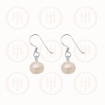 Silver Plain Round Dangle Earrings Pearl (ER-1112)