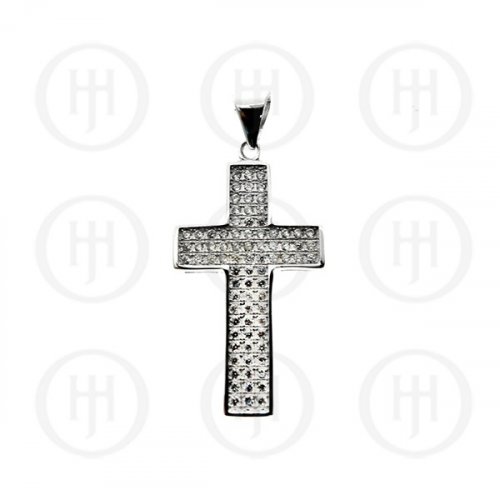 Silver Micro Pave CZ Religious Cross Pendant (CR-1039)