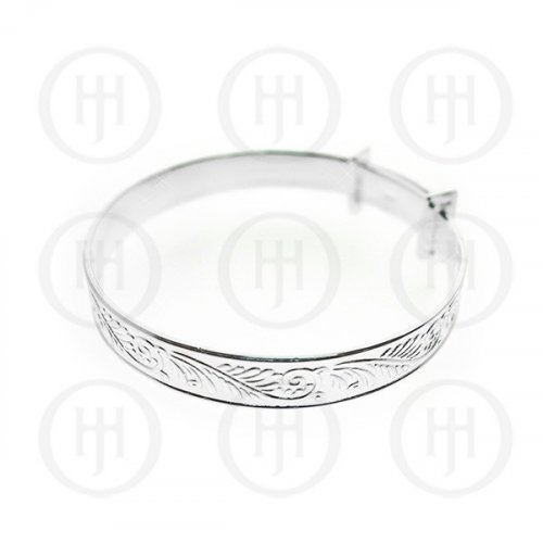 Plain Silver Engraved Expandable Baby Bangle (BB-111)