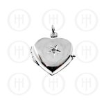 Sterling Silver Plain Heart Locket with Real Diamond (LOC-HE-1082)