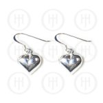 Silver Plain Dangle Heart Earrings (ER-1106)