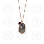 Silver Plain Rose Gold Plated Clear Stone Necklace (N-1097-LAB)