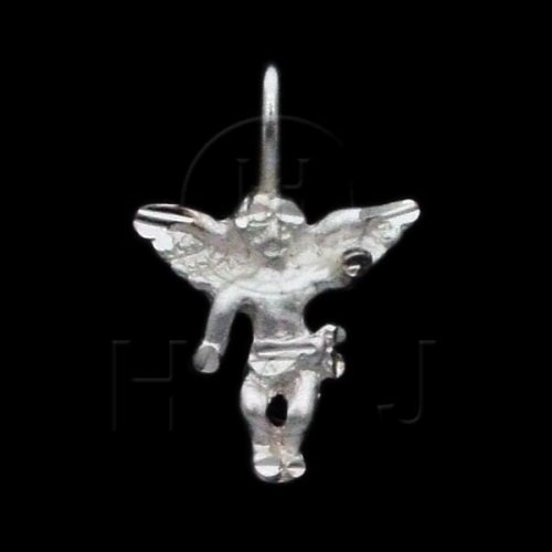 Silver DiamondCut Religious Charm Angel (C4217)