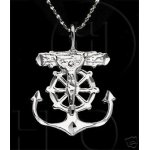Silver Diamond Cut Religious Charm Anchor Cross (JB371)