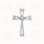 Silver Rhodium Plated CZ Religious Cross Pendant (CR-1048)
